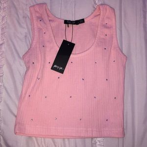 NASTY GAL - TAGS STILL ON pink crop top w/sequins